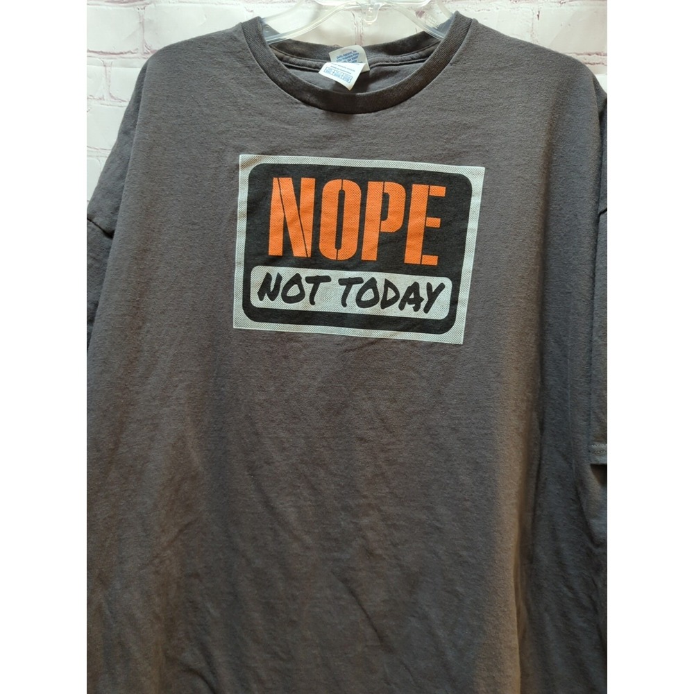 NOPE Not Today gray orange cotton t shirt men 3XL screen print Delta Pro-weight